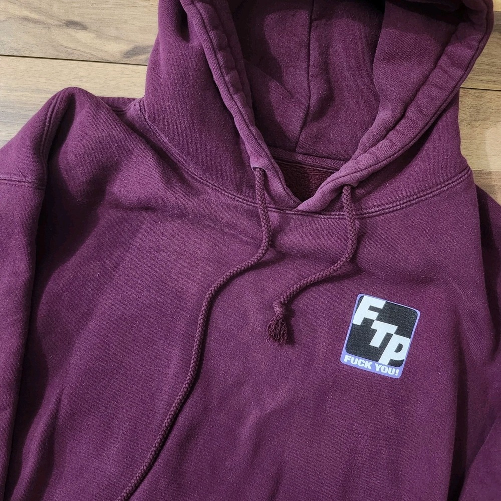 Rare FTP × G59 F You Records FTP Hoodie Burgundy Streetwear Medium